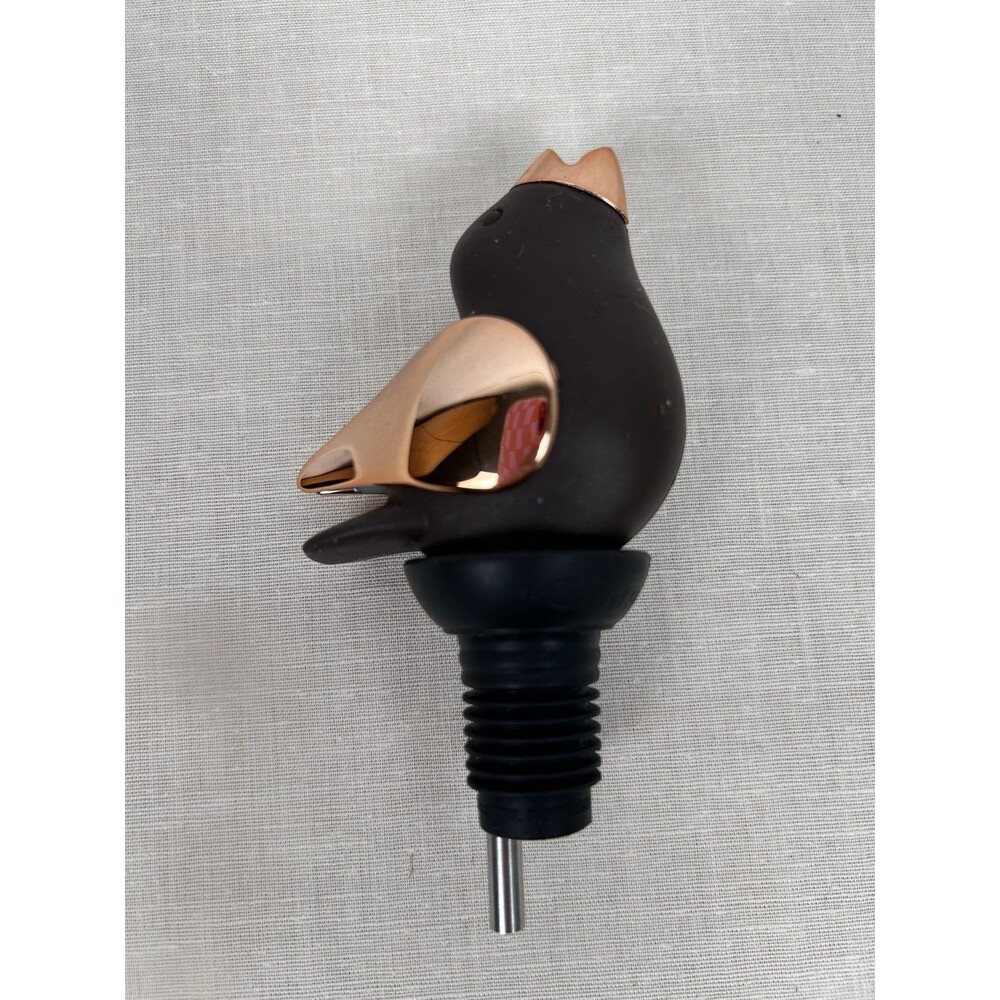 Chirpy Copper & Dark Brown Bird Chirps Top Wine Pourer